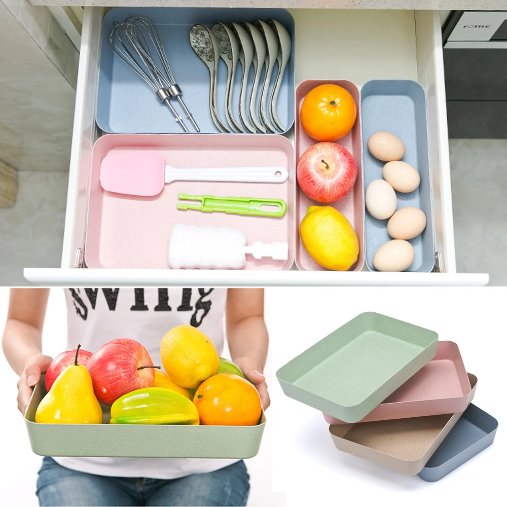 

1PC Plastic Kitchen Drawer Storage Tray Organizer Degradable Material Storage Divider Kitchen Tools Grocery storage