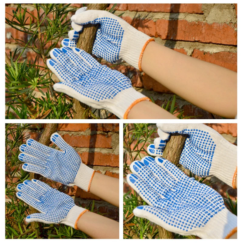 Прочные пвх пропитанные толстые хлопчатобумажные рабочие защитные перчатки с проволокой Садоводство обслуживание автомобиля нескользящая резиновая проволока перчатки
