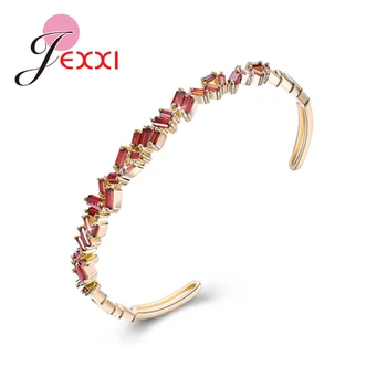 

New Exquisite Gold Geometric CZ Stone Bracelets Bangles For Women Fashion Open Cuff Bangles Bijoux Mother's Day Gift