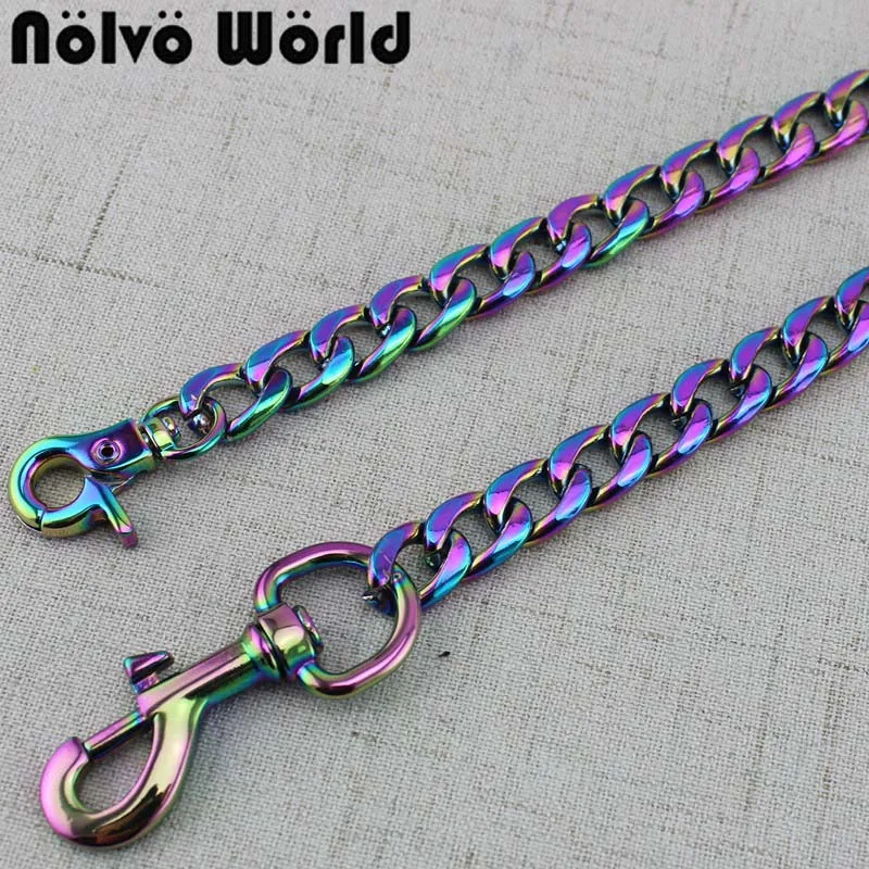 

11mm Rainbow new fashion chain bags purses strap accessory factory quality plating cover wholesale Flat chain