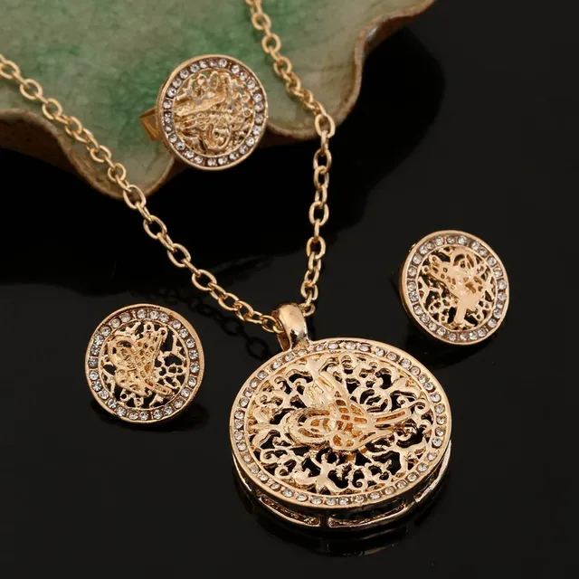 ZOSHI Gold Silver Bridal Jewelry Sets Hollow Round Pendant Necklace Earrings Rin ZOSHI Gold Silver Bridal Jewelry Sets Hollow Round Pendant Necklace Earrings Rin