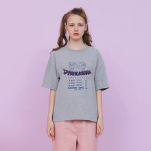 Мода Лето Женская футболка Топы с коротким рукавом серые футболки для женщин милые кошки с буквенным принтом Женская Футболка свободная