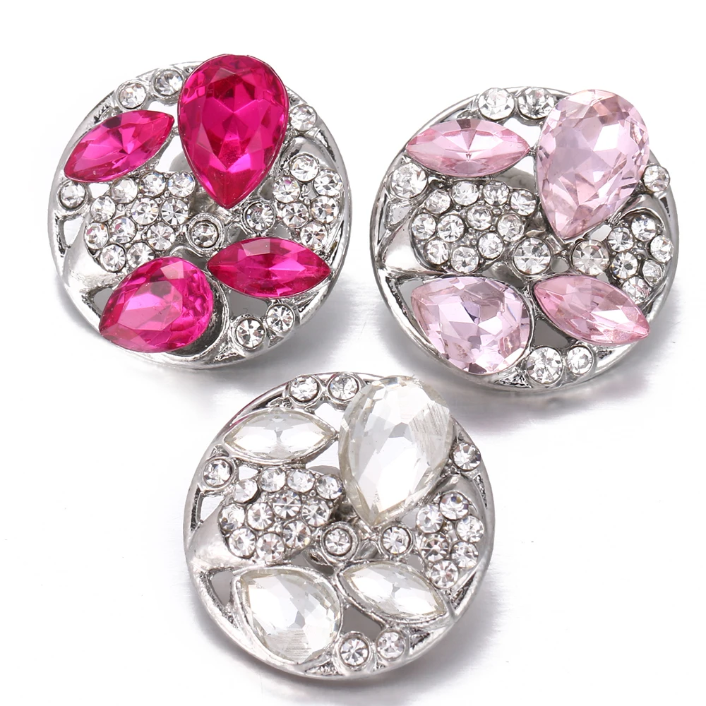 20 шт/партия украшение с защелкой металлические кнопки подходят горный хрусталь цветок 18 мм браслет с украшением в виде кнопки женские DIY оснастки ювелирные изделия