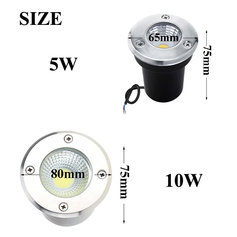 AC85-265V/DC12V IP68 5 Вт 10 Вт лампа для похороненного грунта, светильник, уличный COB светодиодный светильник, светильник для подземных работ, садовый светильник