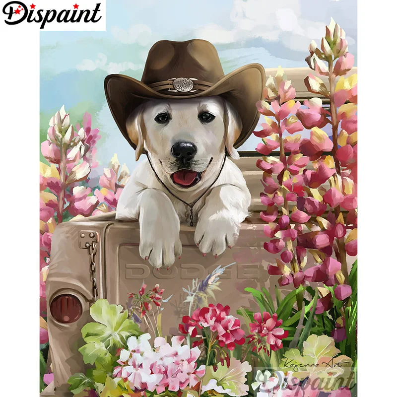 

Dispaint Full Square/Round Drill 5D DIY Diamond Painting "Animal dog flower" 3D Embroidery Cross Stitch Home Decor Gift A12246
