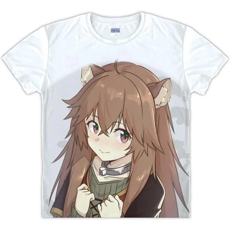 Футболка с рисунком героев аниме The Rising of the Shield Hero Raphtalia одежда коротким рукавом