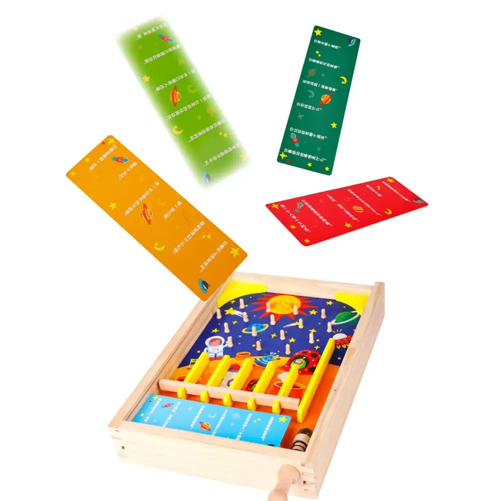 

Wooden Early Educational Toy Pinball Machine Multifunctional Desktop Game Toy Concentration Letter Words Imagination