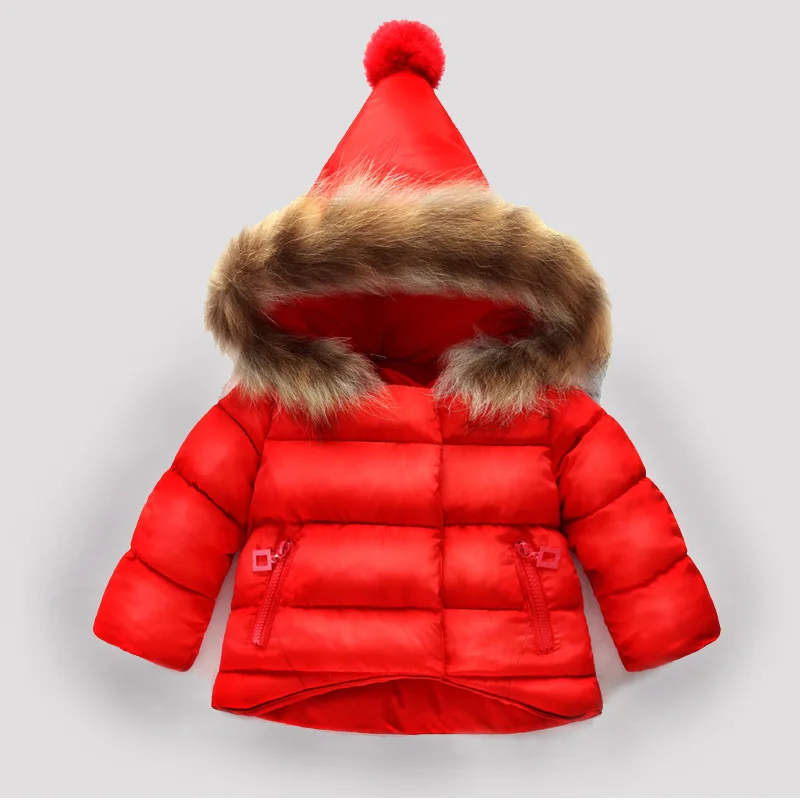 Baby Girls Clothes Winter Jacket For Girls Coats Kids Warm Hooded Cotton Outerwear Boys Christmas Coat 1 2 3 4 5 6 Years - Цвет: Красный