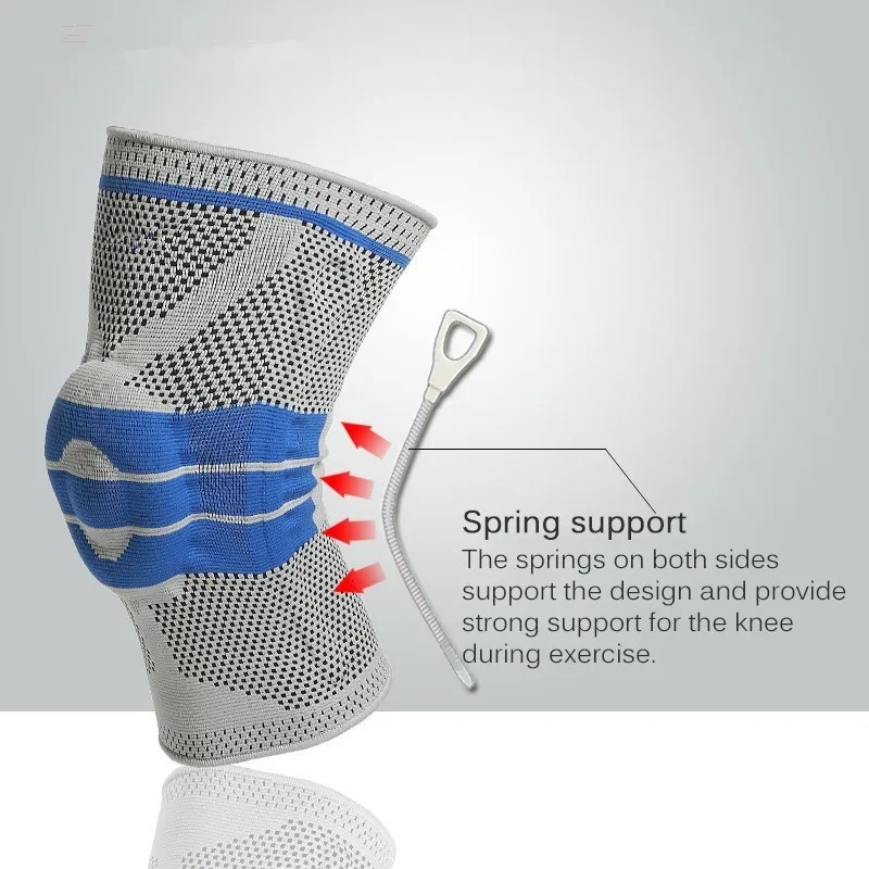 Outdoor Knee Brace Support Protector Padded Elastic Bandage Nylon Silicon Spring For Fitness Running Basketball Knee Pads