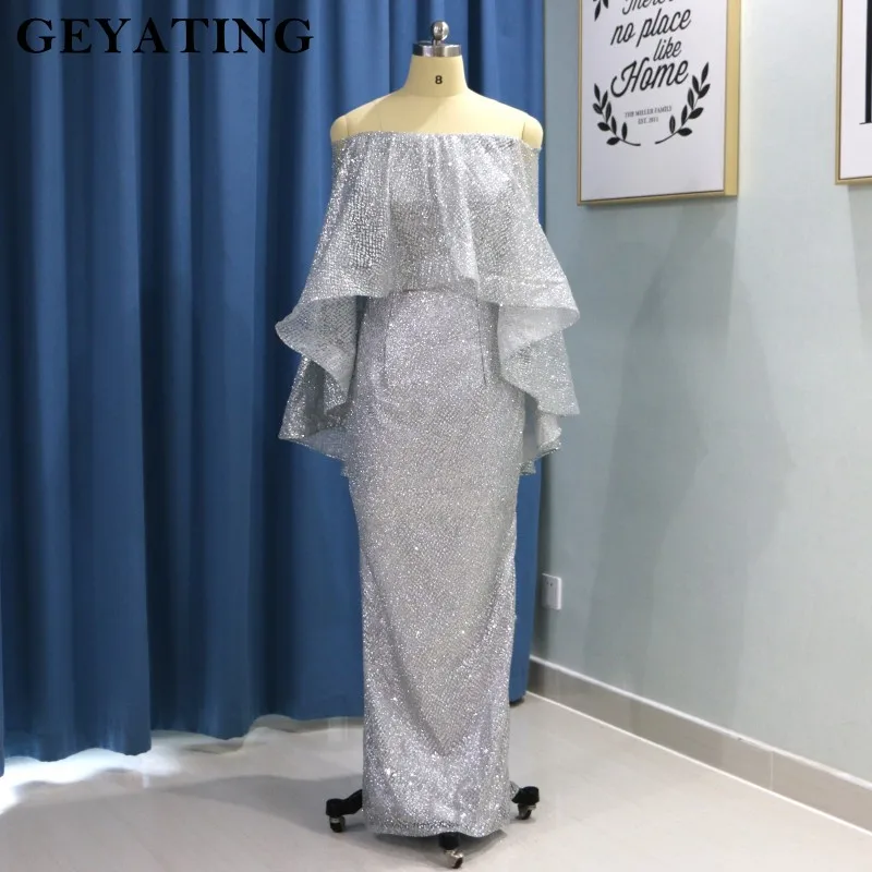 off shoulder cape gown