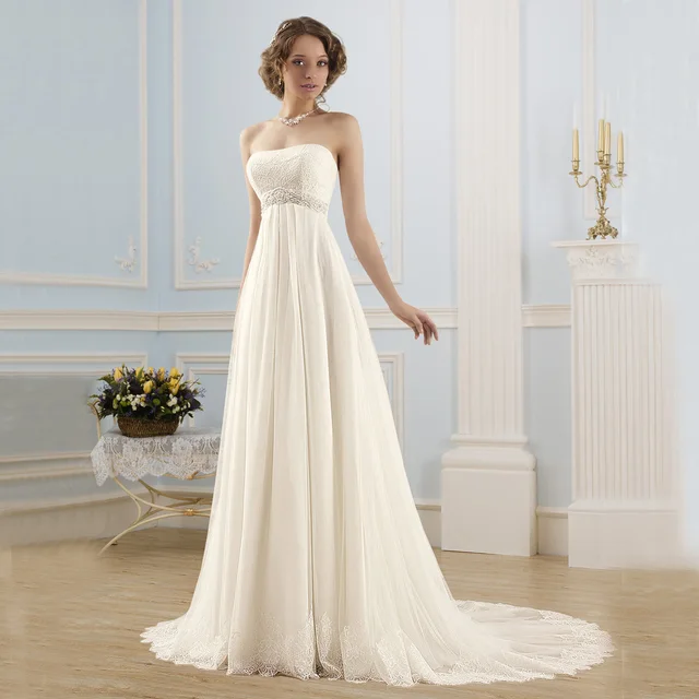 Chiffon Strapless Wedding Dresses