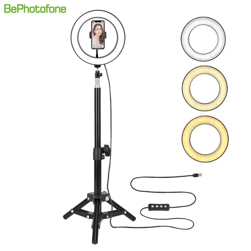 10 дюймов, 26 см, USB зарядка, кольцевой светильник для селфи, вспышка, светодиодная камера, телефон, фотосъемка, улучшенная фотография для смартфона, студия VK