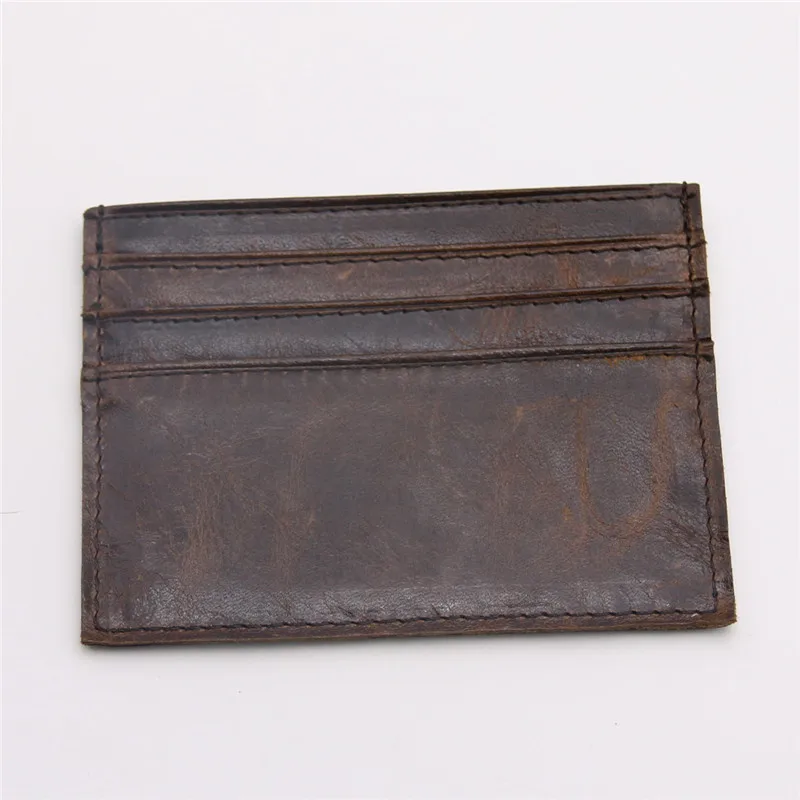 

Crazy horse skin foreign trade men's real leather bag driver's license clip bank credit card set simple small thin wax skin 1042
