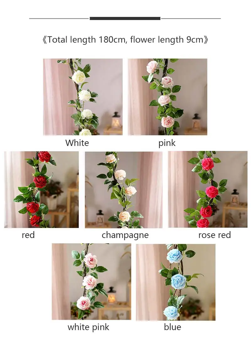 CHENCHENG 180 см искусственные цветы пион поддельные шелковые розы плюща лоза дома настенные свадебные декоративные гирлянды Декор