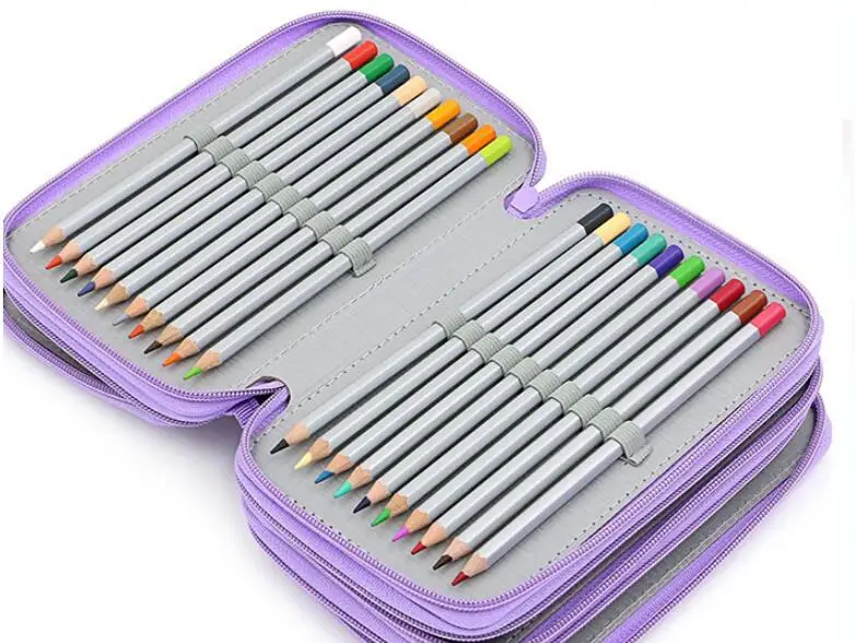 Excellent DHL Free 50 PCS/LOT Students Stationary Pen Eraser Pouch Organizer Bag 72 Inserting Large Capacity 4 Layers Pencil Holder Case 4