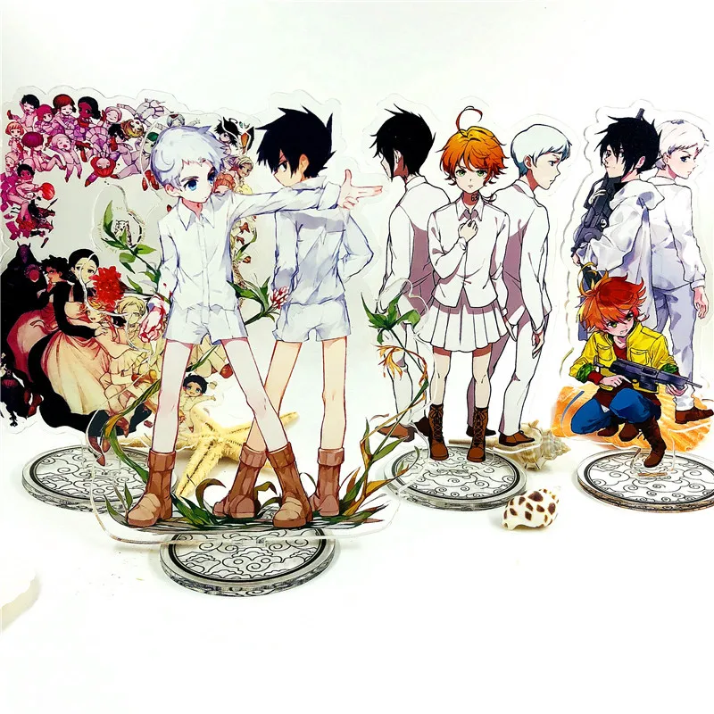 

1pcs Anime Keychain The Promised Neverland Emma Norman Yukata Ray Standing Plate Home Desk