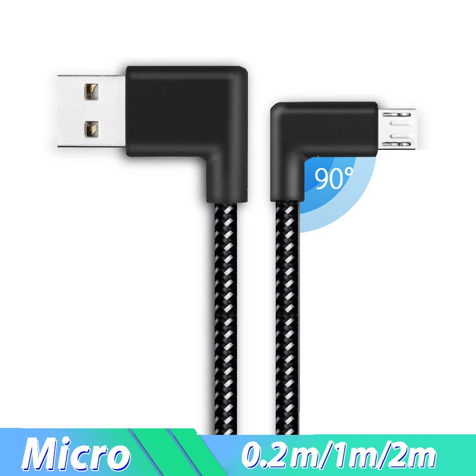

1/2 Meter Micro Usb Cable 90 Degree Data Cavo for Xiaomi Redmi 8 7 7A Honor 8s 8x 8A Pro 20CM Short Power Bank Usb Charger Cable