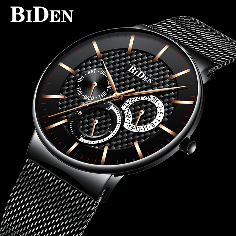 

BIDEN Men Watch Top Brand Luxury Military Sport Male Clock Stainless Steel Business Quartz Wristwatch New relogio masculino