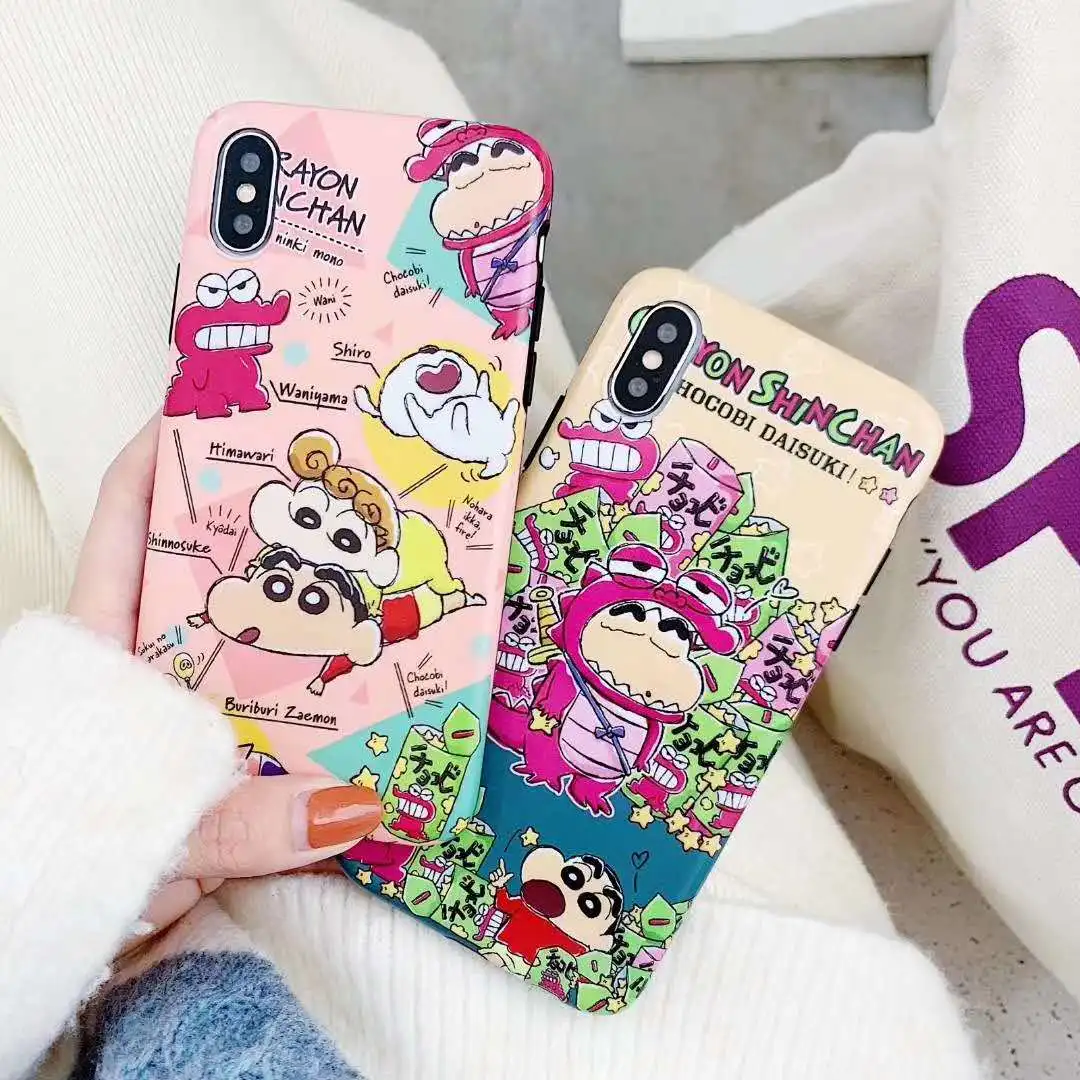 

cartoon painted Crayon Shin-chan sister dinosaur phone case For iPhone 6 6S 7 8 Plus XR XS MAX Cute funny silicone back cover