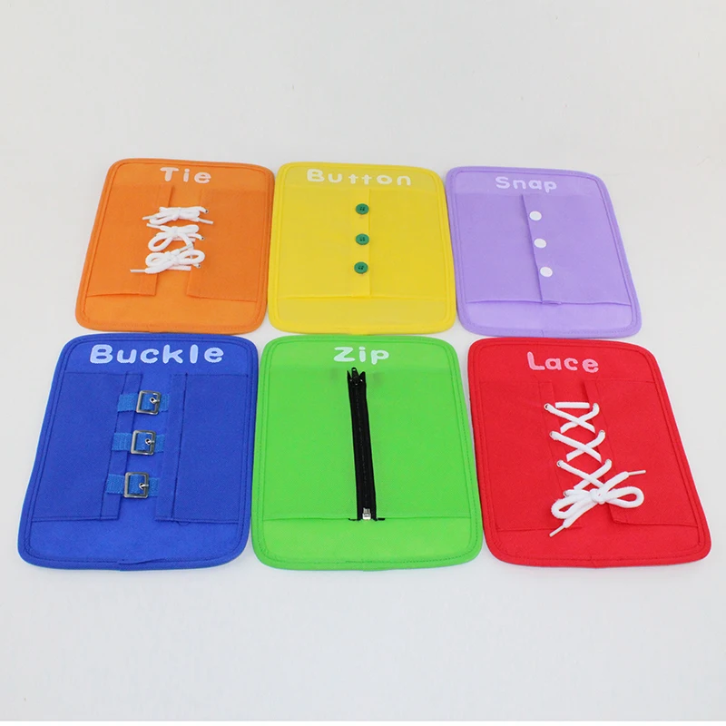 Baby Toy Montessori Dressing Frames Set of 6 Zip Snap Button Buckle