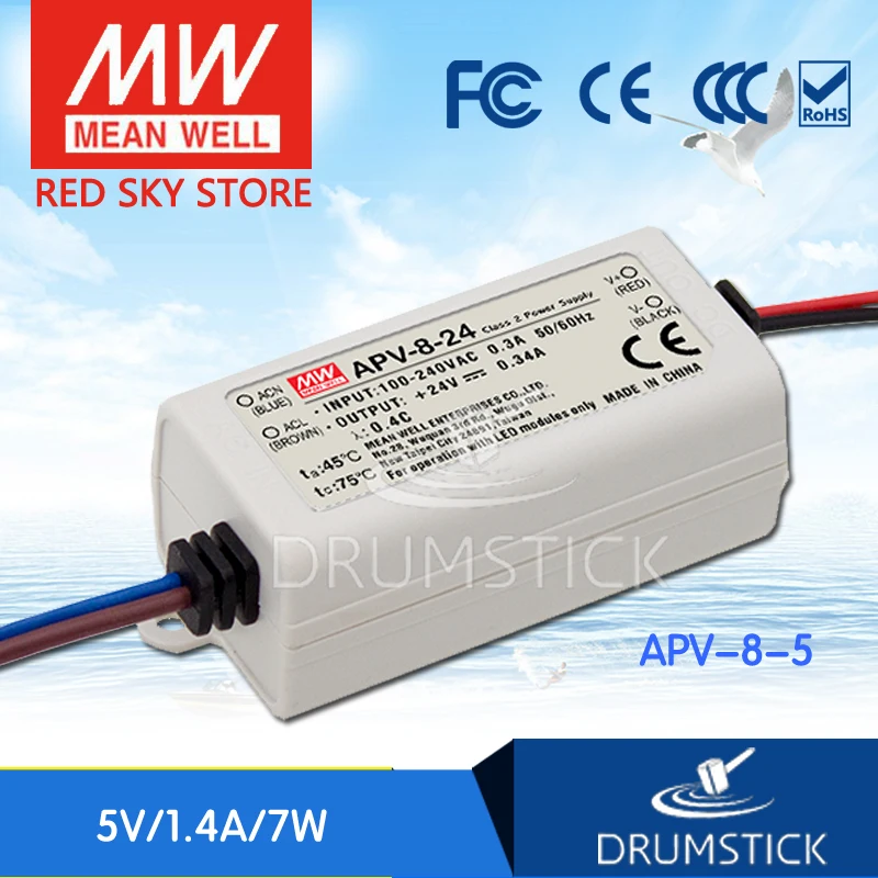 

MEAN WELL APV-8-5 5V 1.4A meanwell APV-8 5V 7W Single Output LED Switching Power Supply