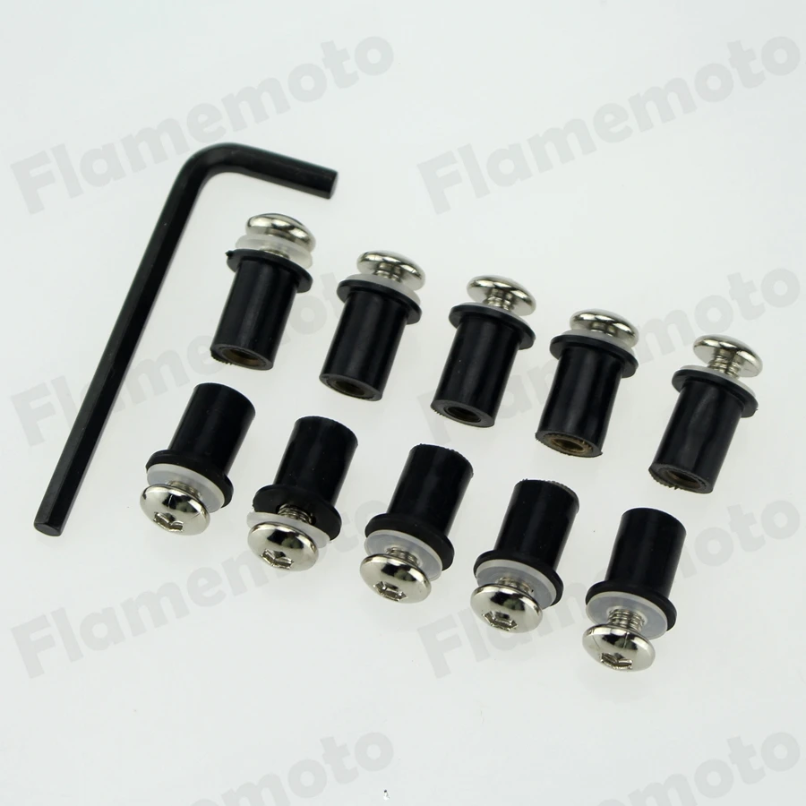 Chrome Motorcycle Windscreen Windshield Bolts Screws Nuts 10 pcsin