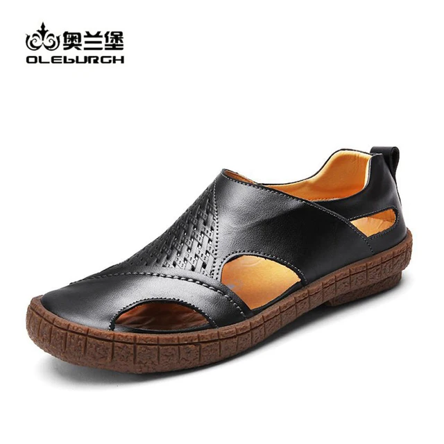 New Fashion Men Genuine Leather Shoes Summer Slip On Beach New Fashion Men Genuine Leather Shoes Summer Slip On Beach Sandals Casual Flat Office