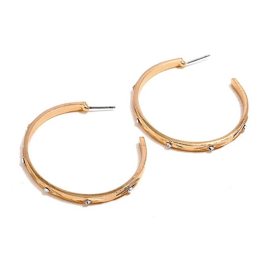 2 Matte Gold Open Hoop Earrings For Women Hyperbole Geometric Circle Hoops Minimalist Metal Letter Big Dangle Earrings