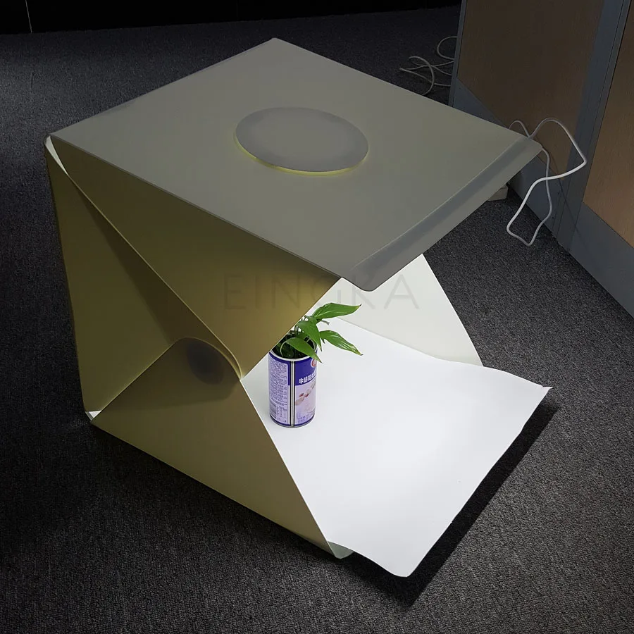 NEW Large (40x40x40cm) Folding Tabletop Studio Diffuse Soft Box with LED Light Black White Background Photo Studio Accessories