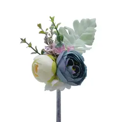 2018 Новый романтический свадебный Пром бутоньерка Роза брошь ручной корсаж на запястье синий бордовый жениха невесты наручные Цветы