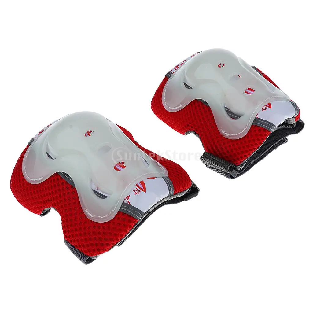 6 Pieces Kids Boy Girl Glow in the Dark Elbow Wrist Knee Pad Protector for Roller Skating Bike Scooter Cycling Skateboard