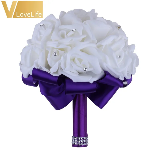 Wedding Bouquet Holder Bridesmaid Artificial Flower Roses Bridal Posy Handmade Decoration Favor