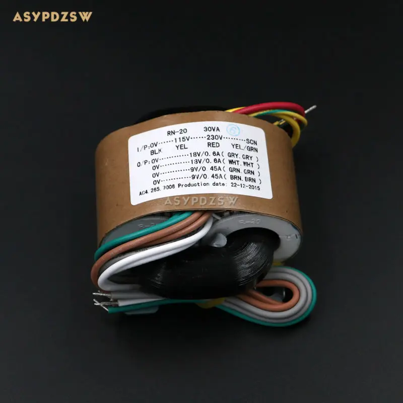 

115V / 230V 30VA Dual 18V Dual 9V R type transformer With shielded wire output 30W (2x18V+2x9V)