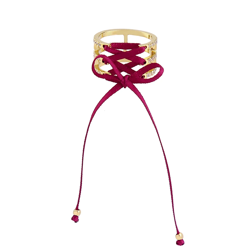 

Gold & Silver Color Crystal Ribbon Weaved Punk Ring Personalized ali express Women Statement Ring Finger Accessories