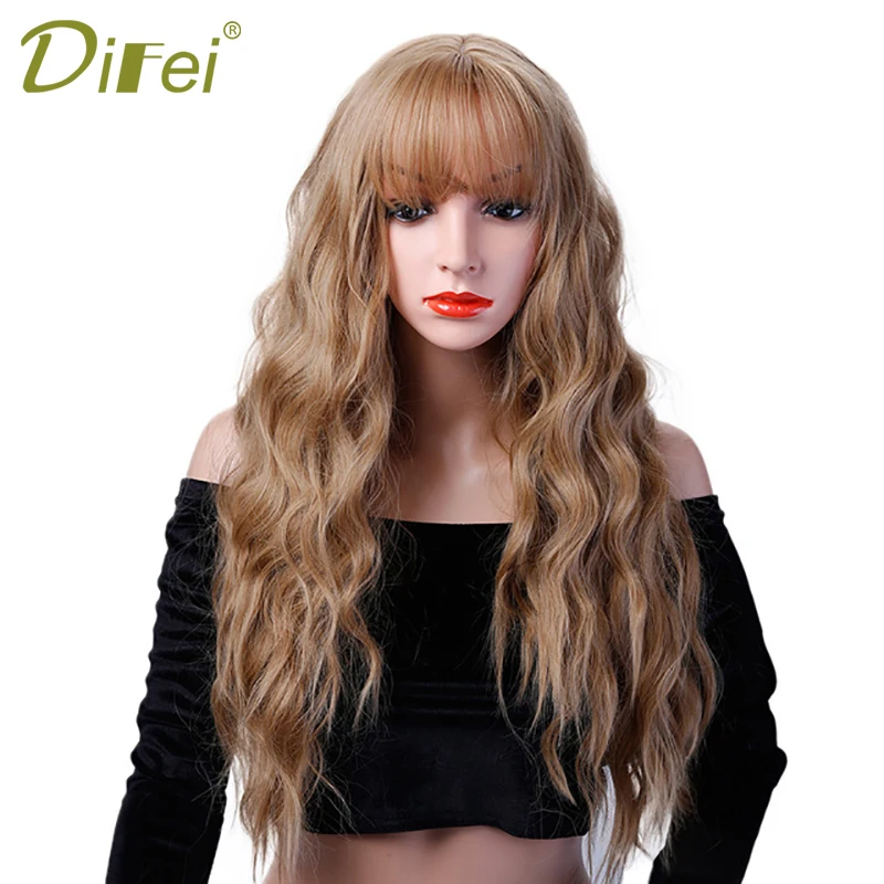 DIFEI 26'' Long Curly Colored Hair Wigs Heat Resistant Synthetic Wigs For Black White Women Natural Female Hair Pieces