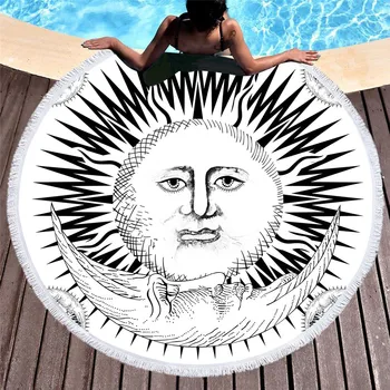 

CAMMITEVER Sun Large Round Beach Towel for Adults Tassel Tapestry Microfiber Toalla Blanket 150cm
