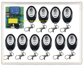 

AC220V 1CH RF Wireless Mini Switch Relay Receiver +10pcs ellipse shape Transmitters for Appliances Gate Garage Door JRL-220V-1CH