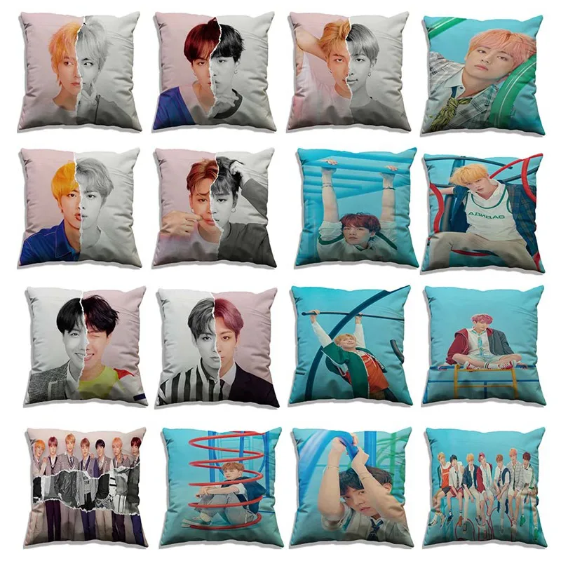 

KPOP BTS Pillow Case Bangtan Boys Double-Sided New Album Love Yourself Pillow Cover Home Pillow