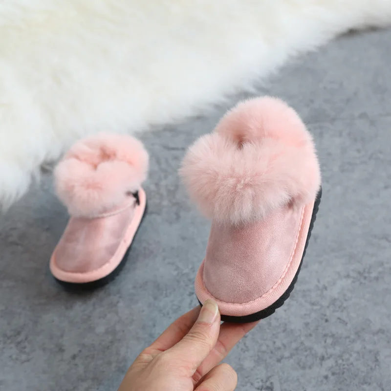 

2018 NEW 12-14CM Baby Boy Shoes Winter Genuine Leather Boots Fur Out Side Boots For Baby Girl Snow Boots Gray Toddler Walkers