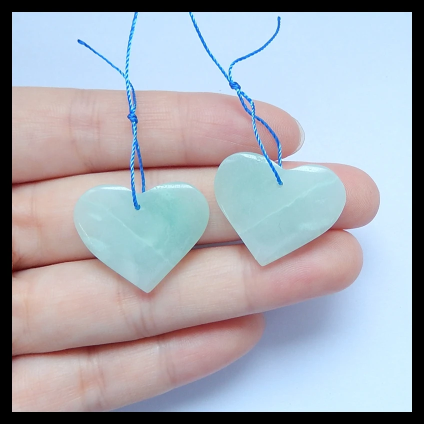 

1Pairs Natural Stone Amazonite Heart Shape Front Drilled Earring Bead 21x25x4mm 7.1g