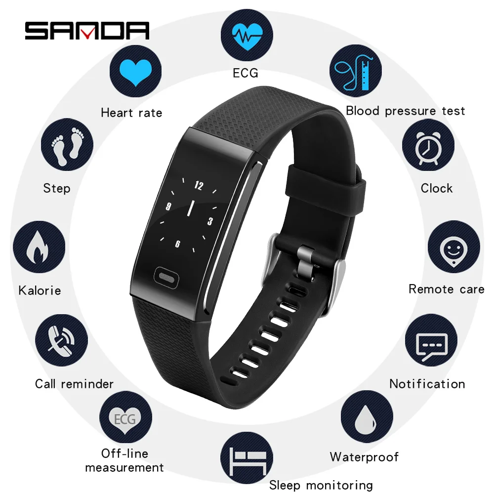 SANDA Bluetooth для женщин и мужчин спортивные Смарт-часы iOS Android монитор сердечного