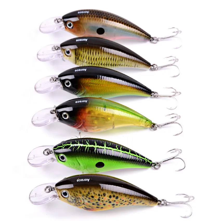 

AOrace 6pcs Unpainted Fishing lure Exported to Europe Japan 3.55inch 9cm Fishing Bait 16.71g Crank Bait Fishing Tackle 4# Hook