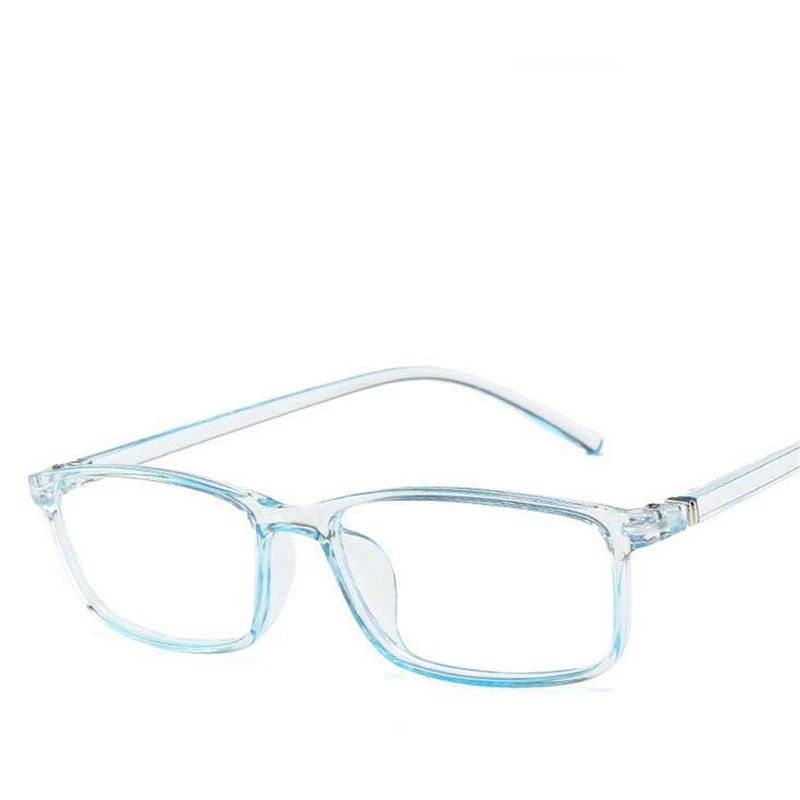 Анти-синий светильник, компьютерная оправа для очков унисекс, модная маленькая оправа, студенческие поддельные очки, прозрачные серые/розовые/синие - Цвет оправы: Transparent Blue