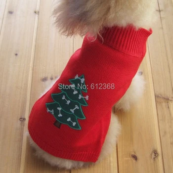 

Tangpan Red Christmas Tree Turtleneck Dog Pet Woo Sweater Puppy Apparel Clothes XS/S/M/L