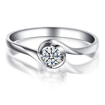 

ANI 18K White Gold (AU750) Women Engagement Ring 0.3 CT Certified I/SI Round Cut Natural Diamond Classic Twisted Wedding Rings