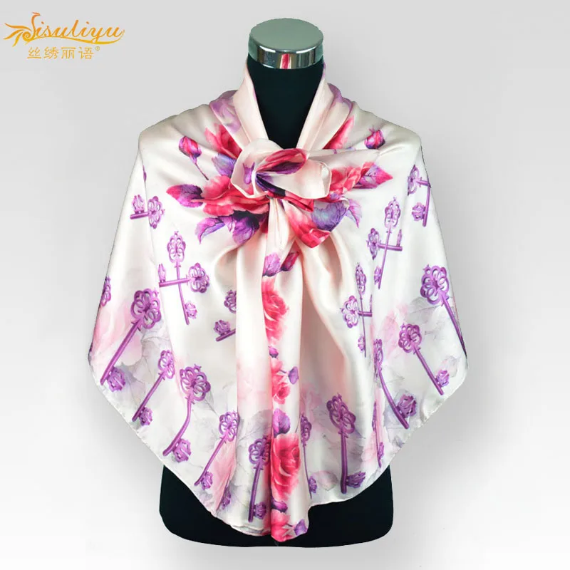 

[Long Scarf100% Silk Satin Scarf 110cmX180cm Natural Silk Charmeuse Satin New Exclusive Desigual Plus Size Scarf Shawl Baby Pink