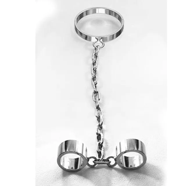 Top Stainless Steel Heavy Type Slave Collar Hand Cuffs Bdsm Bondage