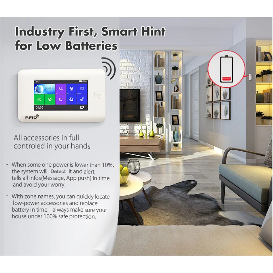 DAYTECH GSM pantalla táctil de Color WiFi GSM sistema de alarma PIR/Sensor de puerta/ventana Android iOS APP Control remoto compatible con Alexa.