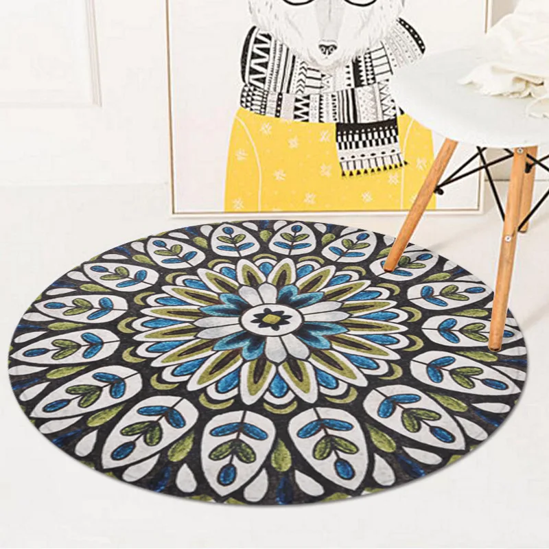 

Mandala Flower Round Carpet Coffee Table Round Rug Home Entrance Doormat Computer Chair Floor Mat Hanger Rugs And Carpets