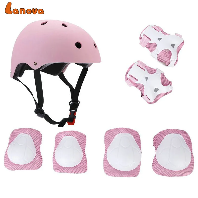 

LANOVA 7pcs/Set Protective Gear Set Kids Knee Pads Elbow Pads Wrist Protector Protection helmet for Scooter Cycling Roller Skate
